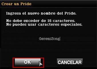 Luego de ingresar el nombre de Pride, aparecera una ventana para ingresar el nombre de página de Pride